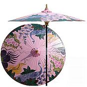 7ft Oriental Umbrella- Peacock Garden