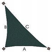 Right Angle Triangle Shade Sail - 14ft 6in x 14ft 6in x 20ft  SunBrella