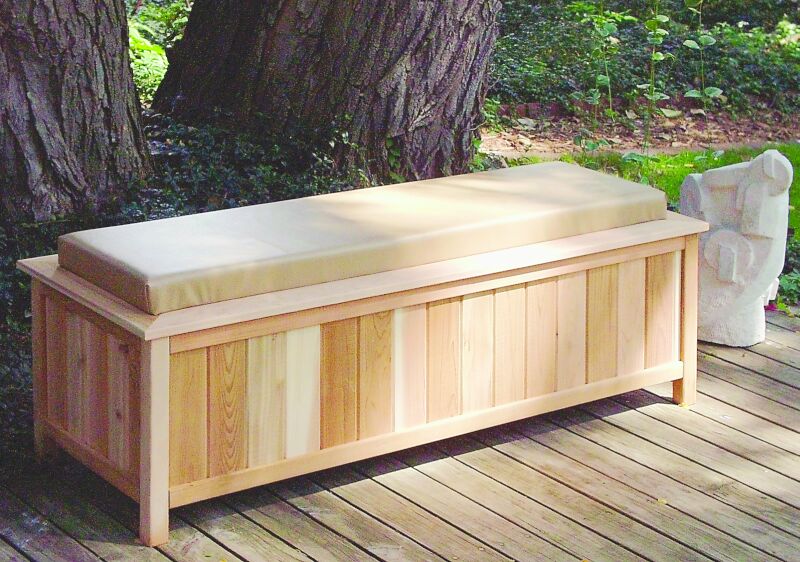 cedar storage bench with cushion top patio furniture outdoor storage 