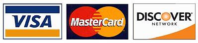 We take VISA, Mastercard and Discover