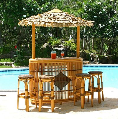 Cheap Balcony Furniture on Bar With Thatched Roof And Stools   Outdoor Patio Furniture   Ibi Pbar