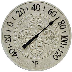 Mainstays Outdoor 19in. H x 19in. W x 1.6in. D Brown Sun Clock Thermometer  Wall Art