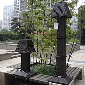 All-Weather Wicker Solar Floor and Table Lamp Set