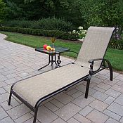 Aluminum High Back Sling Lounge with Side Table