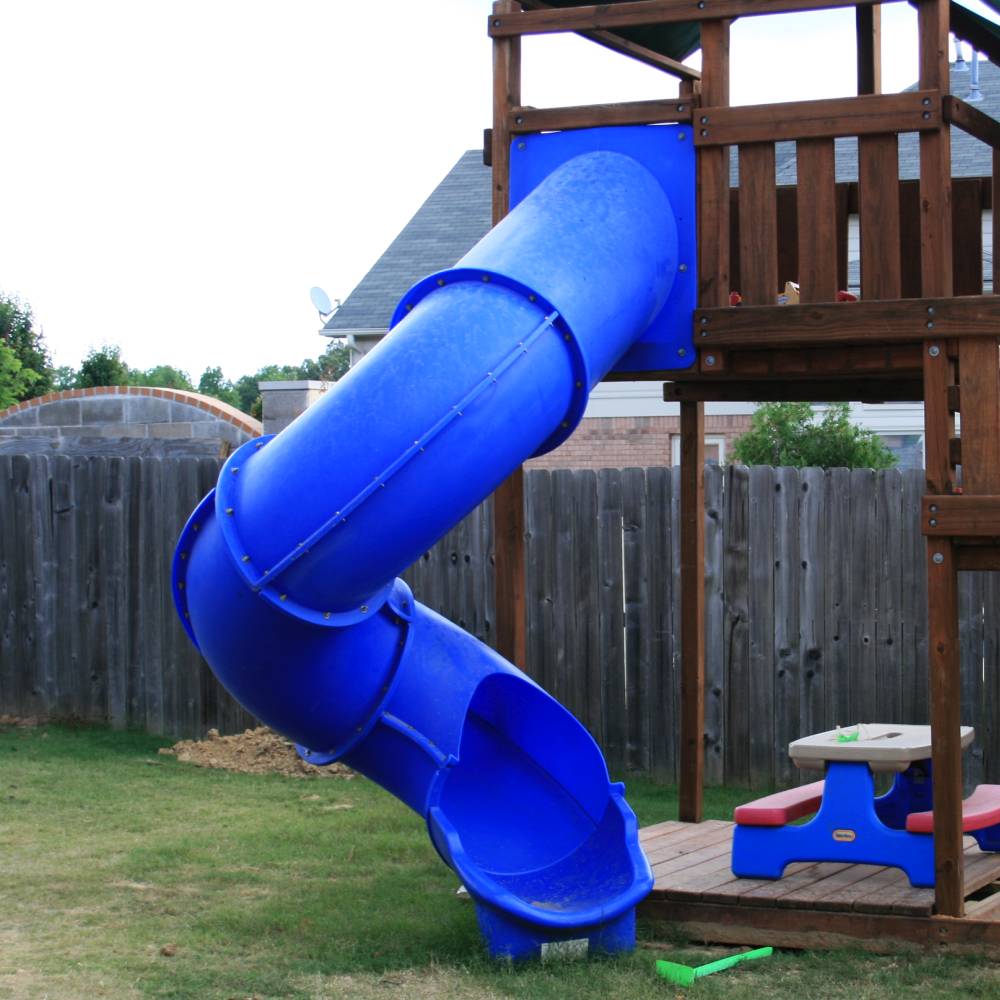 Backyard Discovery Tall Spiral Tube Slide - Left Exit Green - Mounts to 5 ft. Deck Height