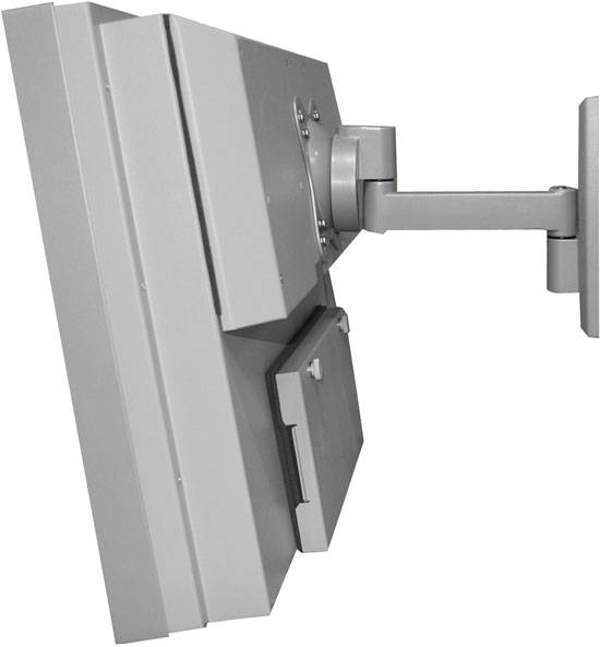 Single-arm articulating wall mount for 32" LCD TV.