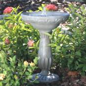 Weathered Stone Bird Bath with Solar Fountain