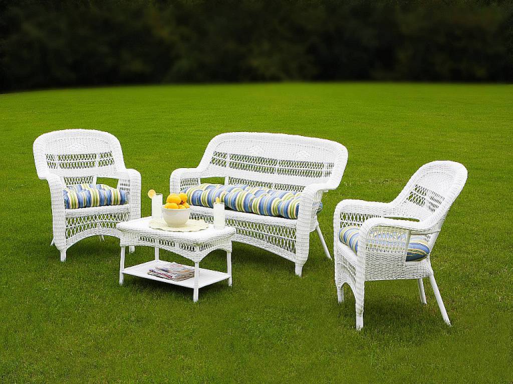 white furniture on Furniture Resin Wicker Outdoor Furniture Tortuga Portside White Wicker