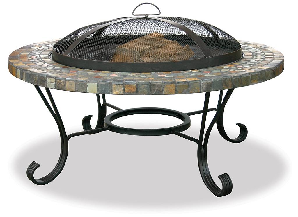 34in Slate and Marble Surround Firepit with Copper Accents - WAD931SP