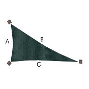Left Sided Right Angle 14ft x 20ft x 24ft5in - Sunbrella Forest Green - Triangle Shade Sail