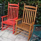 Pair of Country Style Slat Rocking Chairs