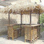 Tahiti Natural Bamboo Tiki Style Bar Hut with Sink - 8ft x 8ft