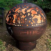 Copper Finish Firebowl with Full Moon Party Fire Dome