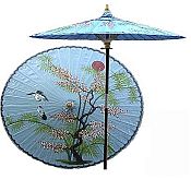 7ft Oriental Umbrella- Asian Splendor - Blue