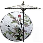 7ft Oriental Umbrella- Asian Splendor -  White