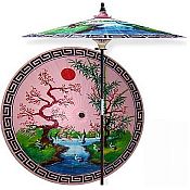 7ft Oriental Umbrella- Asian Spring - Pink