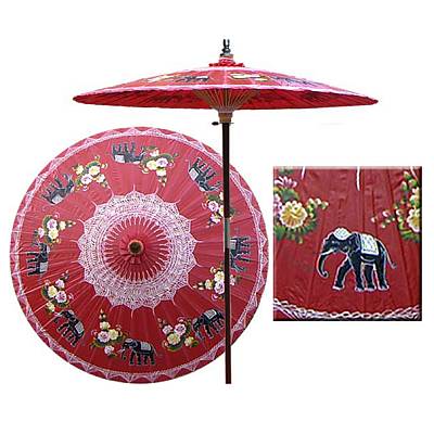 7ft Oriental Umbrella- Parading Elephants