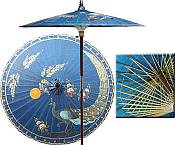 7ft Oriental Umbrella- Royal Peacock- Blue