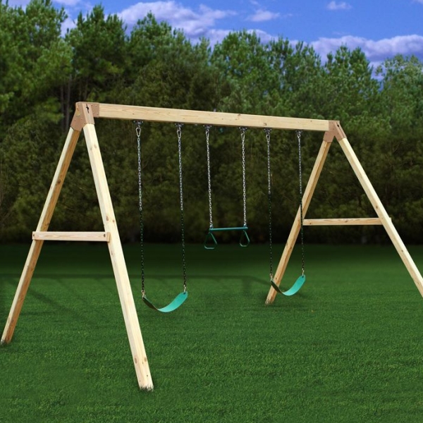 Settler A-Frame Wooden Swing Set Kit - 3 Swings
