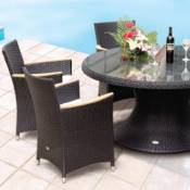 Helena 60 Inch Wicker Table with 6 Wicker Chairs