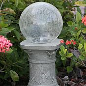 Solar Chameleon Gazing Ball and Pedestal - 3560MRM1
with Crackled Glass