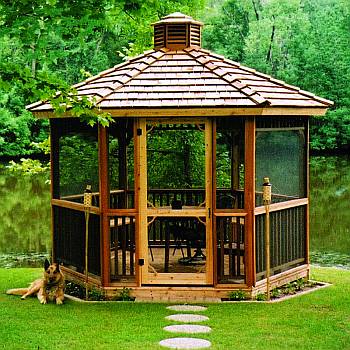 Hex Gazebo with Screen Kit and Cupola