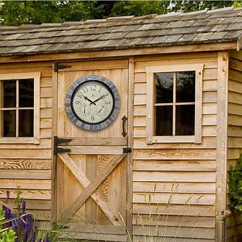 Slate Design Outdoor Clock on Shed Door