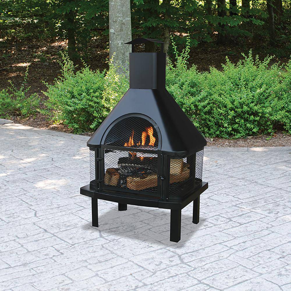 Outdoor Wood Burning Fireplace - Black WAF1013C